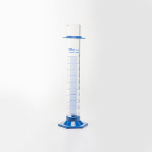 PROVETA DE VIDRO BOROSILICATO 3.3 COM BASE DE VIDRO E ROLHA DE POLI
